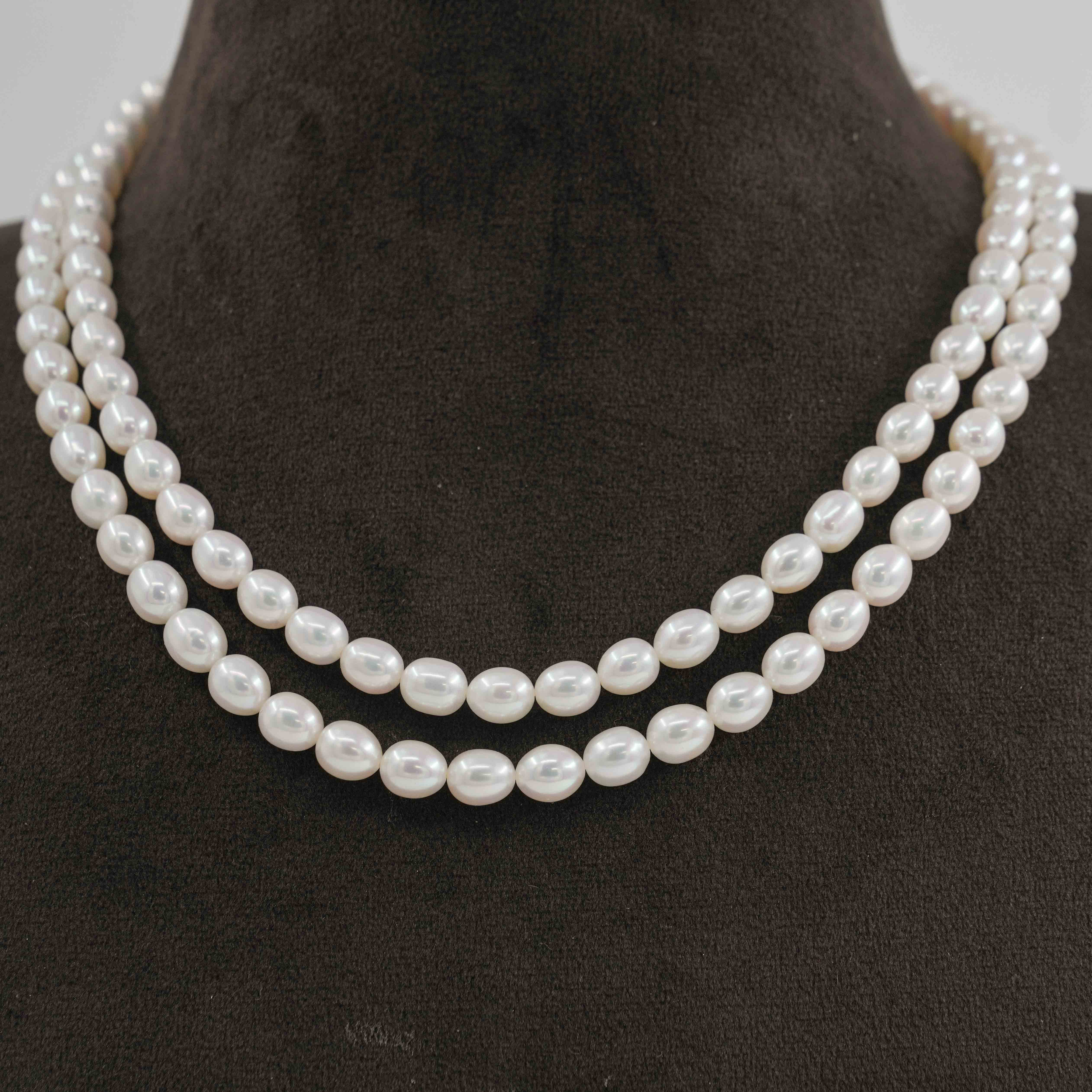 The Pearl Atelier by Kabra Pearls - Double Layered Rice Pearl Necklace